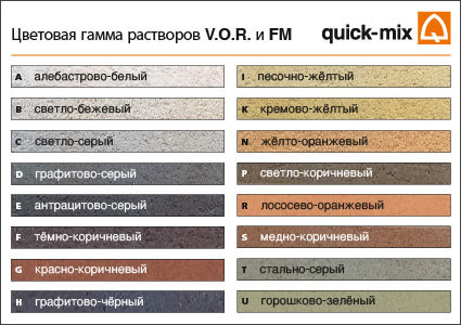 цветовая гамма растворов V.O.R. и FM Quick-Mix
